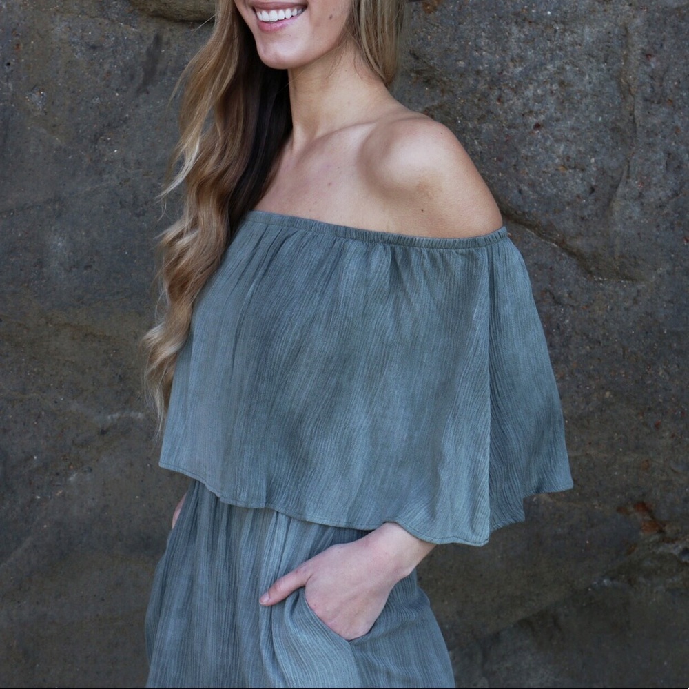 olive off the shoulder dress - Picture 5 of 5